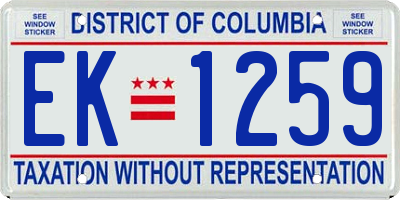 DC license plate EK1259