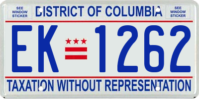 DC license plate EK1262