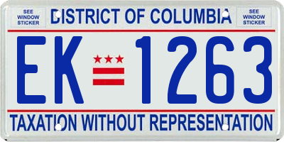 DC license plate EK1263