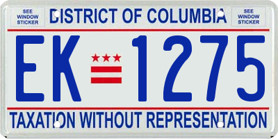 DC license plate EK1275