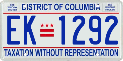 DC license plate EK1292