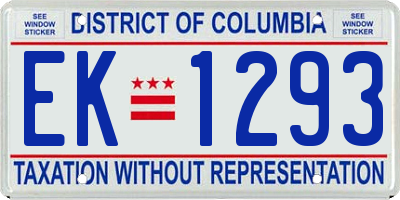 DC license plate EK1293