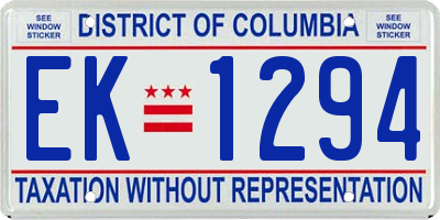 DC license plate EK1294