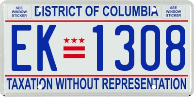 DC license plate EK1308