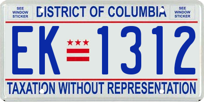 DC license plate EK1312