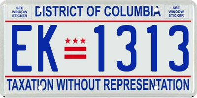 DC license plate EK1313