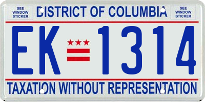 DC license plate EK1314