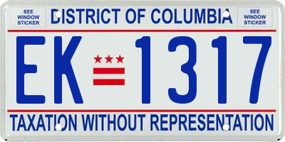 DC license plate EK1317