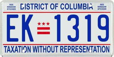 DC license plate EK1319