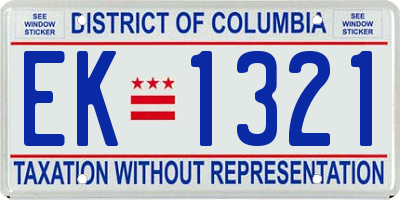 DC license plate EK1321