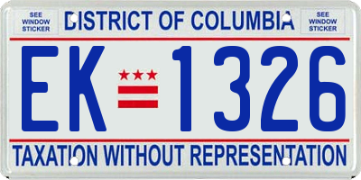 DC license plate EK1326