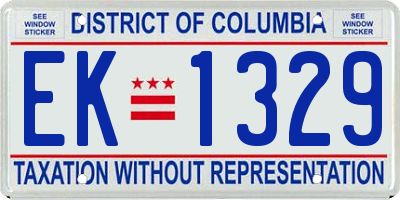 DC license plate EK1329