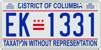 DC license plate EK1331