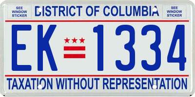 DC license plate EK1334