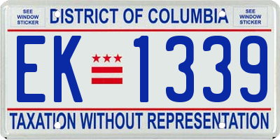 DC license plate EK1339
