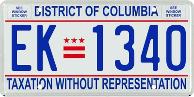 DC license plate EK1340