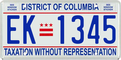 DC license plate EK1345