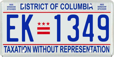 DC license plate EK1349