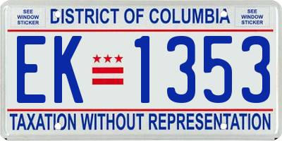 DC license plate EK1353