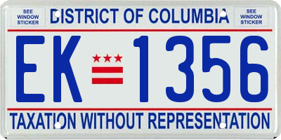 DC license plate EK1356