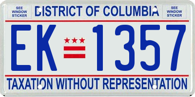 DC license plate EK1357