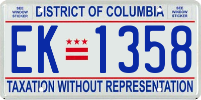 DC license plate EK1358