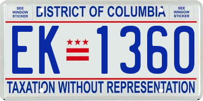 DC license plate EK1360