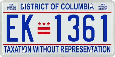 DC license plate EK1361