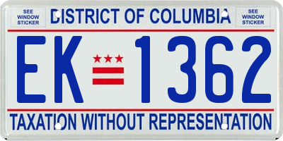 DC license plate EK1362