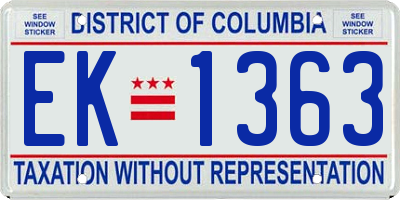 DC license plate EK1363