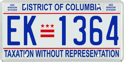 DC license plate EK1364