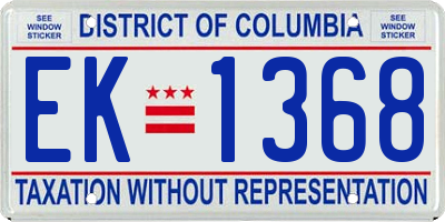 DC license plate EK1368