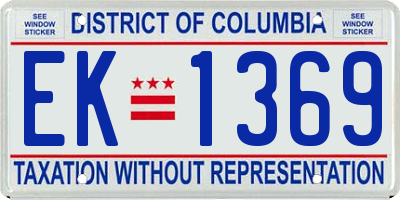 DC license plate EK1369