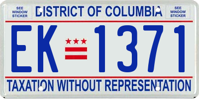 DC license plate EK1371