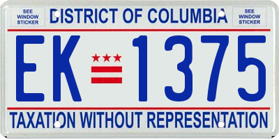 DC license plate EK1375