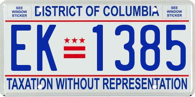 DC license plate EK1385