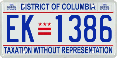 DC license plate EK1386