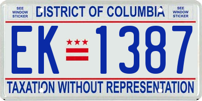 DC license plate EK1387