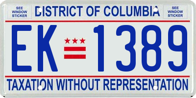 DC license plate EK1389