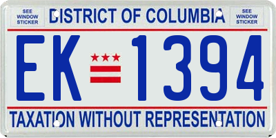 DC license plate EK1394