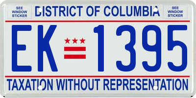 DC license plate EK1395