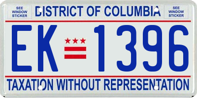 DC license plate EK1396