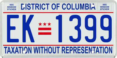 DC license plate EK1399
