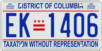DC license plate EK1406