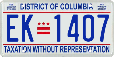 DC license plate EK1407