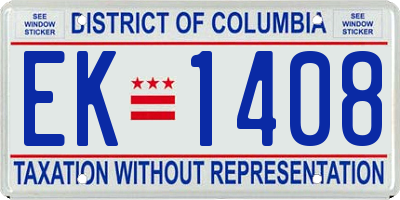 DC license plate EK1408