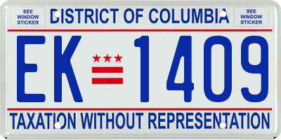 DC license plate EK1409