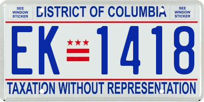 DC license plate EK1418