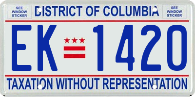 DC license plate EK1420