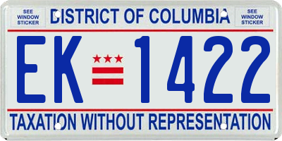 DC license plate EK1422